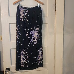 Oscar By Oscar De La Renta Skirt, Vintage Blue Silk Floral Wrap Skirt Small, GUC